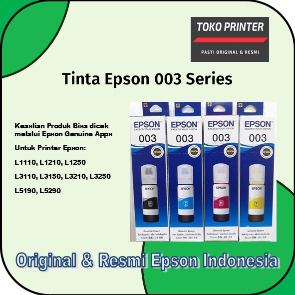 Ready Tinta Epson 003 Original Tinta Printer Epson L3110 L3210 L1110 L3250