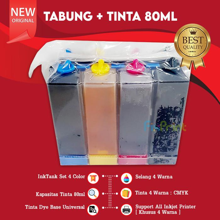 Ready Tabung +Tinta Printer 4 Warna 80ml, InkTank Set 4 Color Modif Infus All type Printer Inkjet