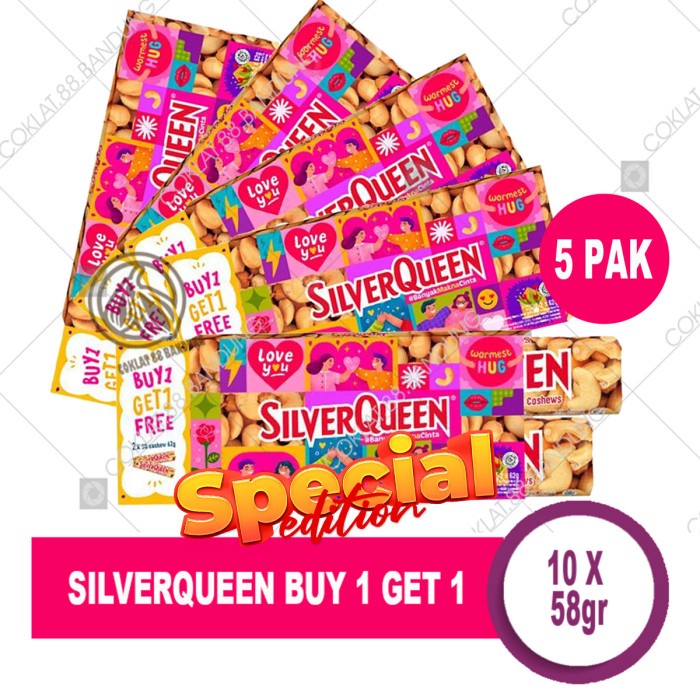 

BARANG TERLARIS SilverQueen 58 gram Isi 10 pcs Cokelat - Coklat SIlver Queen 10 X 58gr