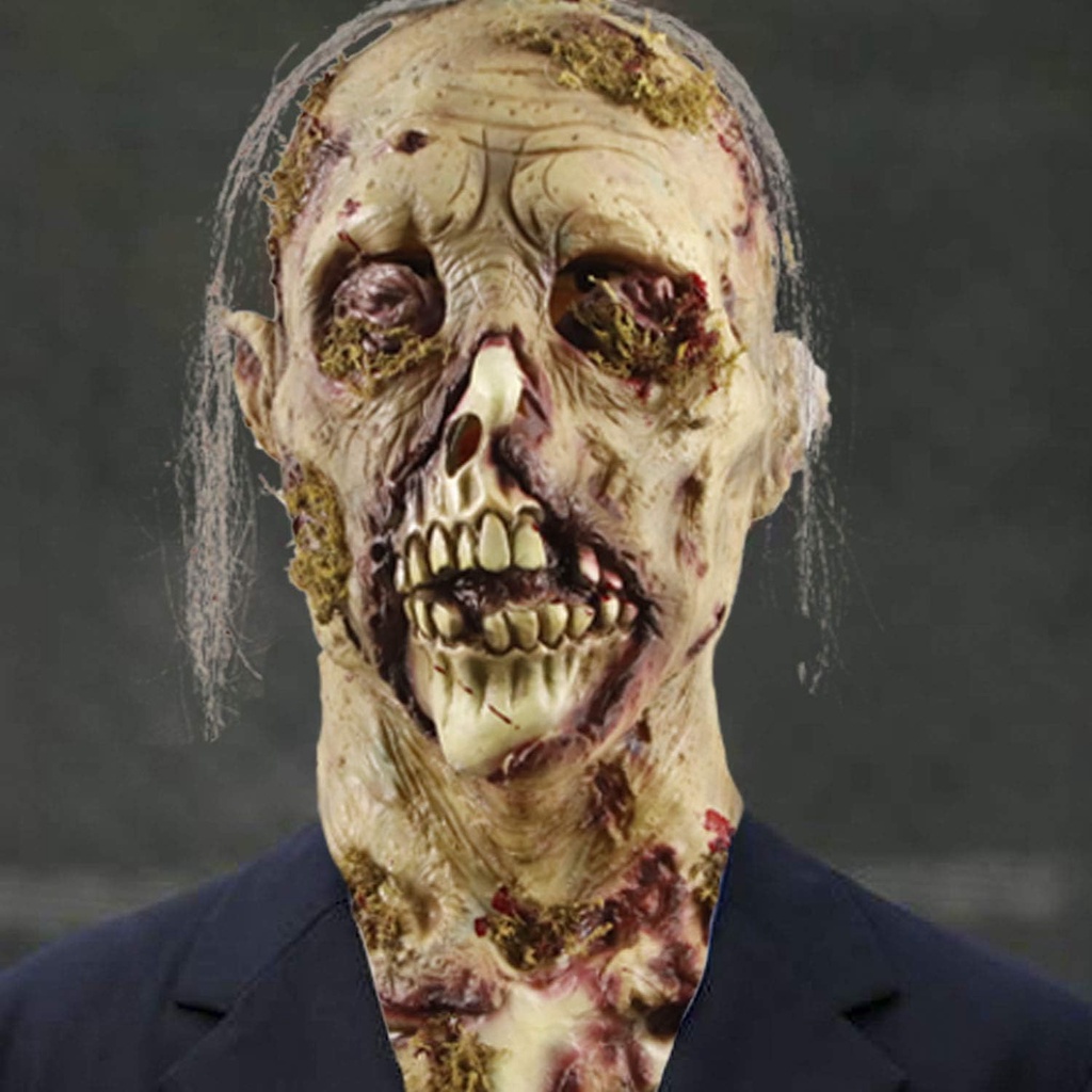 Makeatree Scary Walking Dead Zombie Head Mask Latex Creepy Halloween Costume Horror Adult Halloween