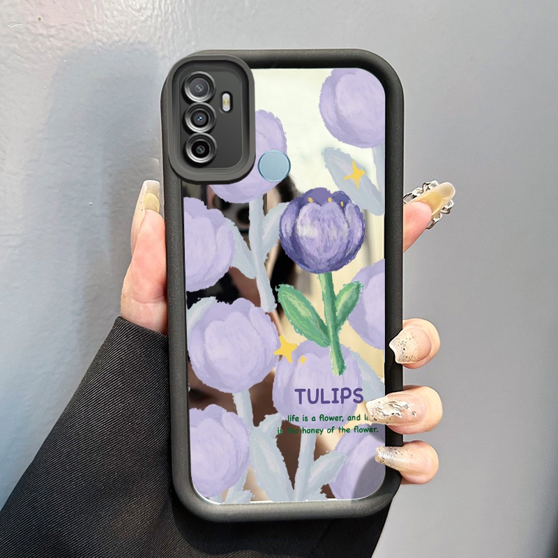 Casing Hp Untuk OPPO A53 2020 A33 2020 A53s A32 A11s Case Softcase Kesing tulip ungu Cesing silikon 