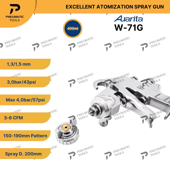 TOP SPRAY GUN AUARITA W-71G - EXCELLENT ATOMIZATION SPRAY GUN W71G -