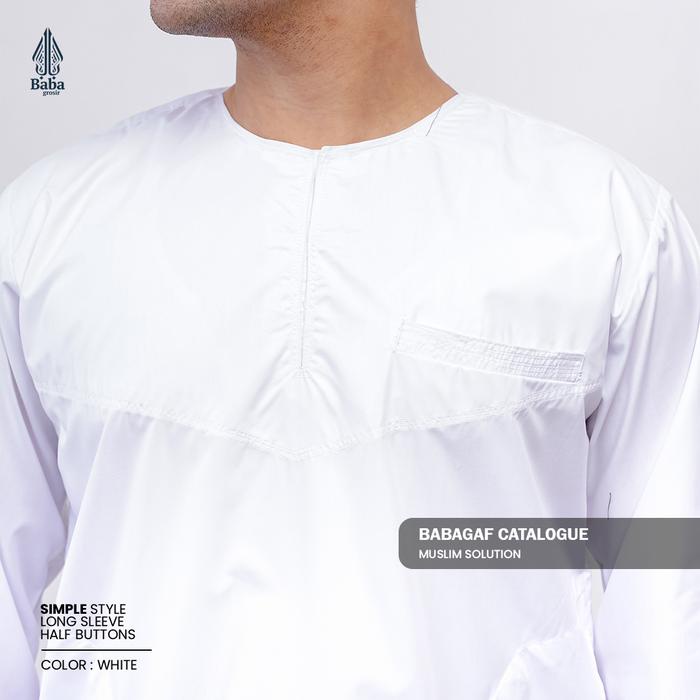 Koko Mesir Polos Babagaf Lengan Panjang Tanpa Kerah Santri Pria