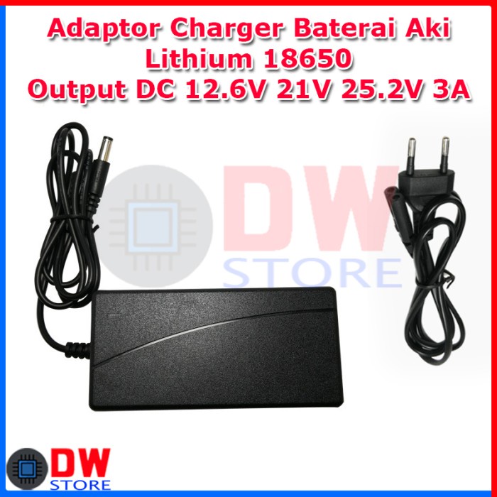 Adaptor Charger Baterai Lithium Obeng Bor Drill 12.6V 21V 25.2V 3A