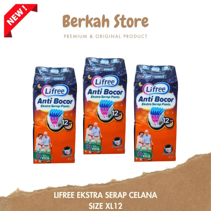 Lifree Ekstra Serap Popok Celana Dewasa - Size XL isi 12 Popok