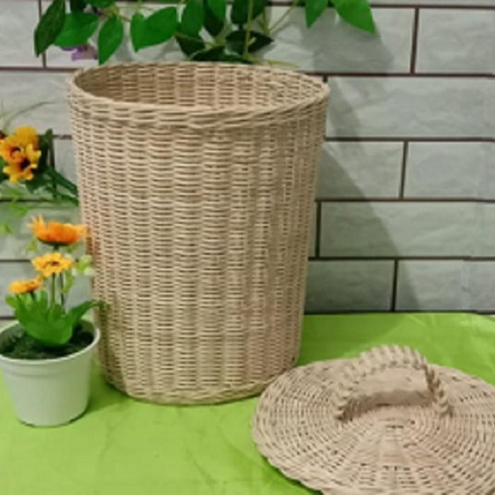 Ready Tempat sampah rotan Keranjang sampah keranjang sampah anyaman rotan natural kerajinan tangan