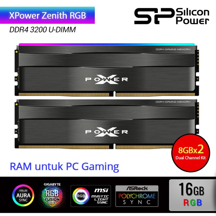 Ready Silicon Power XPower Zenith RGB Gaming DDR4 3200 UDIMM - (8GB x 2pcs)