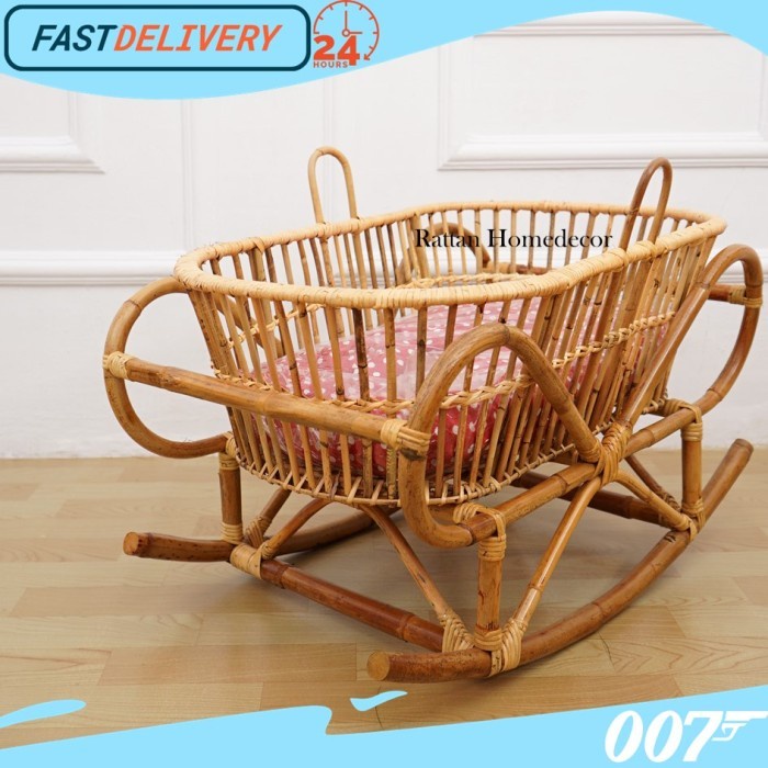 PREMIUM Keranjang Bayi Tempat Tidur Bayi Rotan Alami