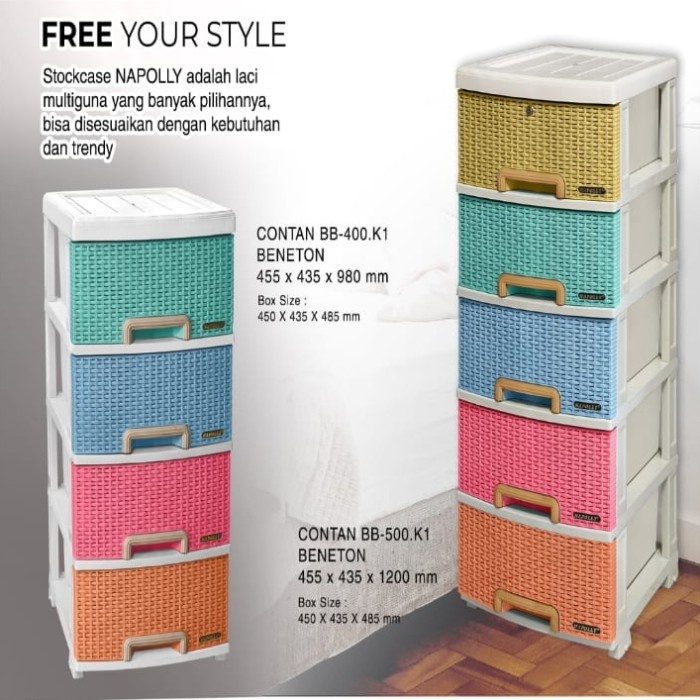 PREMIUM laci plastik lemari plastik napoly rotan 5 susun