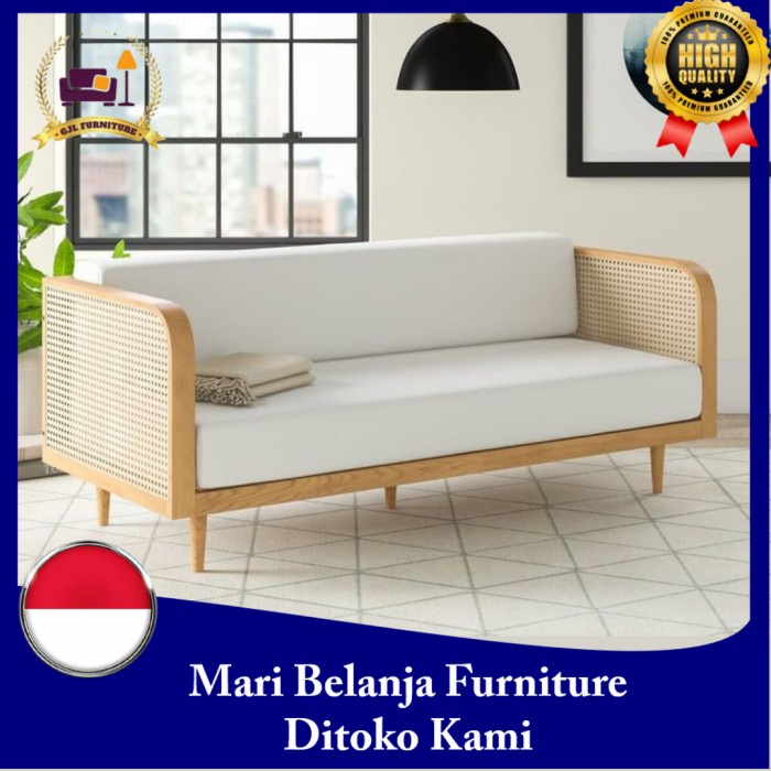 PREMIUM Sofa Kursi Tamu Minimalis Rotan Kayu Jati L 6
