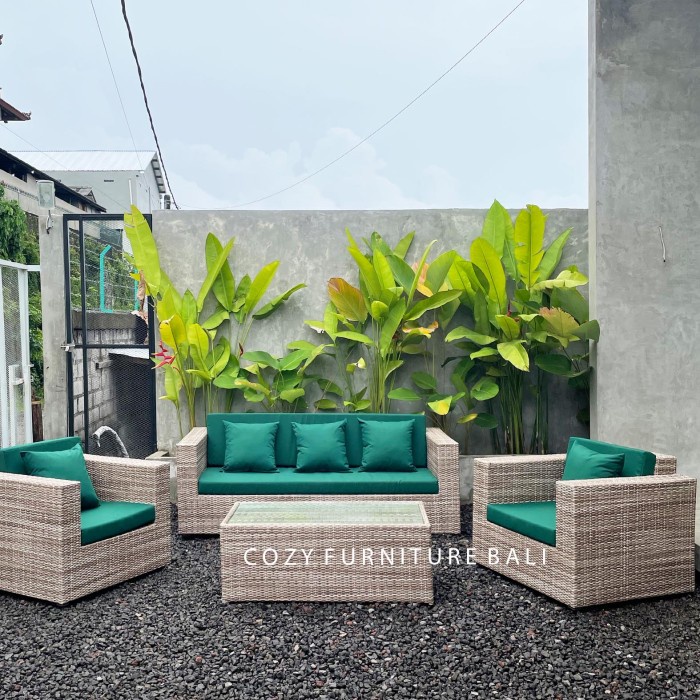 PREMIUM SOFA RATTAN SYNTHETIC OUTDOOR KURSI ROTAN SINTETIS TERAS RUANG TAMU
