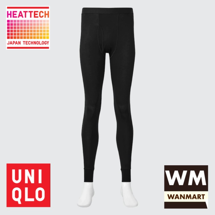 UNIQLO Celana Long John Pria Heattech Black Longjohn