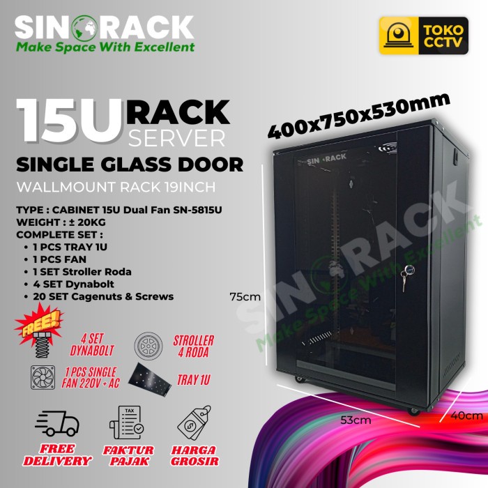 Wallmount Rack Server 15U Rak Server Single Door 15U Kecil