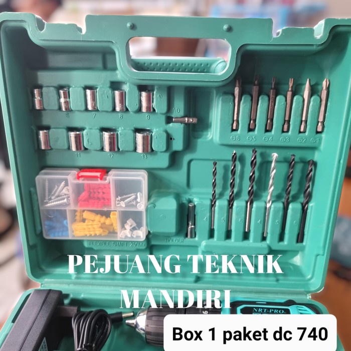 MESIN BOR CORDLESS BRUSHLESS NRT PRO DC740 SET / NRT PRO DC-740 SET terlaris