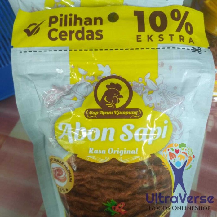 

Abon Sapi cap Ayam Kampung 100 gr original HALAL Premium