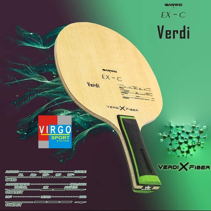 Sanwei Verdi Carbon kayu bat bet pingpong 100%Original