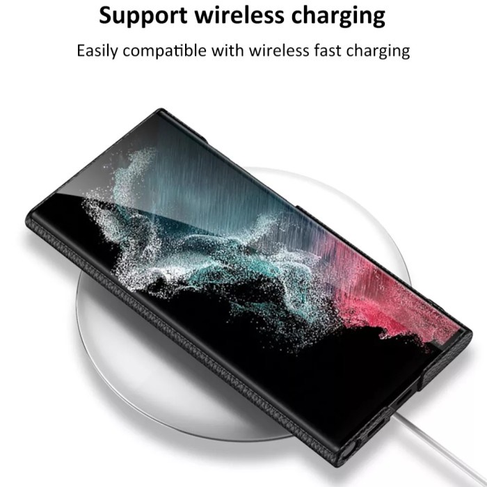 CASING SAMSUNG GALAXY S22 ULTRA LEATHER CASE KICK STAND ORIGINAL GKK