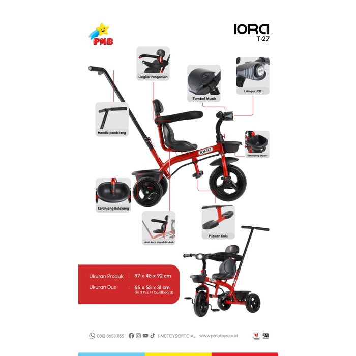 Tricycle iora TC06 T27 PMB sepeda anak roda tiga baby stroller TC 06