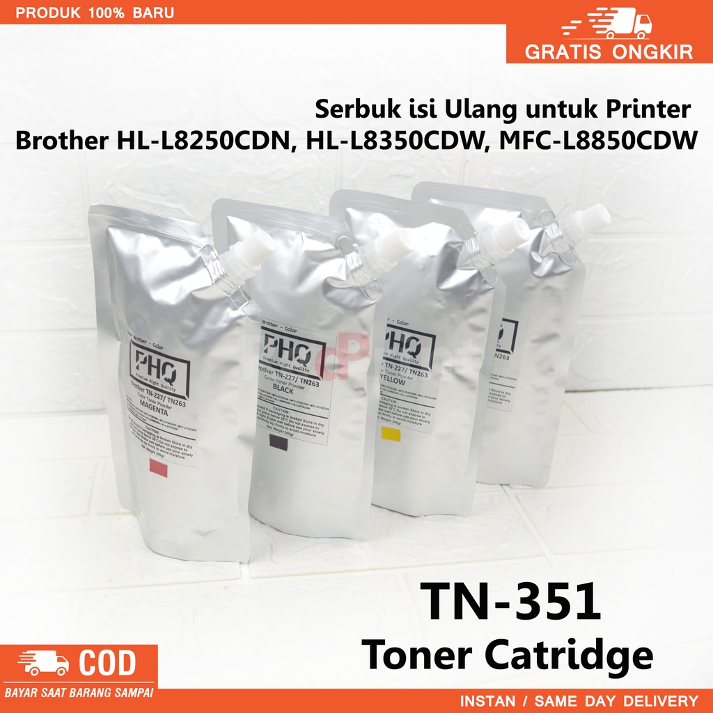 Serbuk Toner TN-351 Untuk printer HL-L8250CDN,HL-L8350CDW,MFC-L8850CDW,MFC-L9550CDW. serbuk refill
