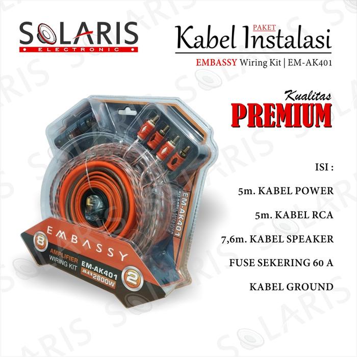Terbagus Paket Kabel Instalasi Audio Mobil Kualitas Premium Embassy Em-Ak401 Car