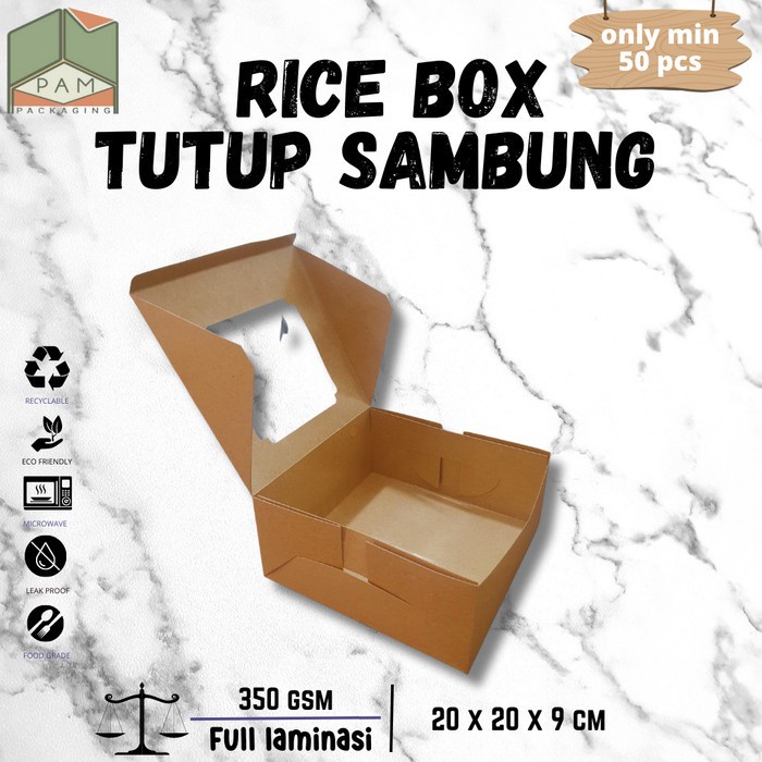 (Expert) RICE BOX JENDELA TUTUP SAMBUNG KOTAK NASI BAHAN KRAFT