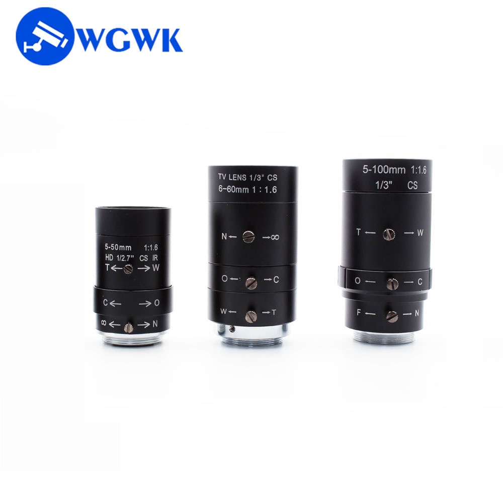 WGWK 5-50mm 6-60mm 5-100mm HD Camera Lens Varifocal Manual Zoom CCTV Lens CS Mount for CCTV Security