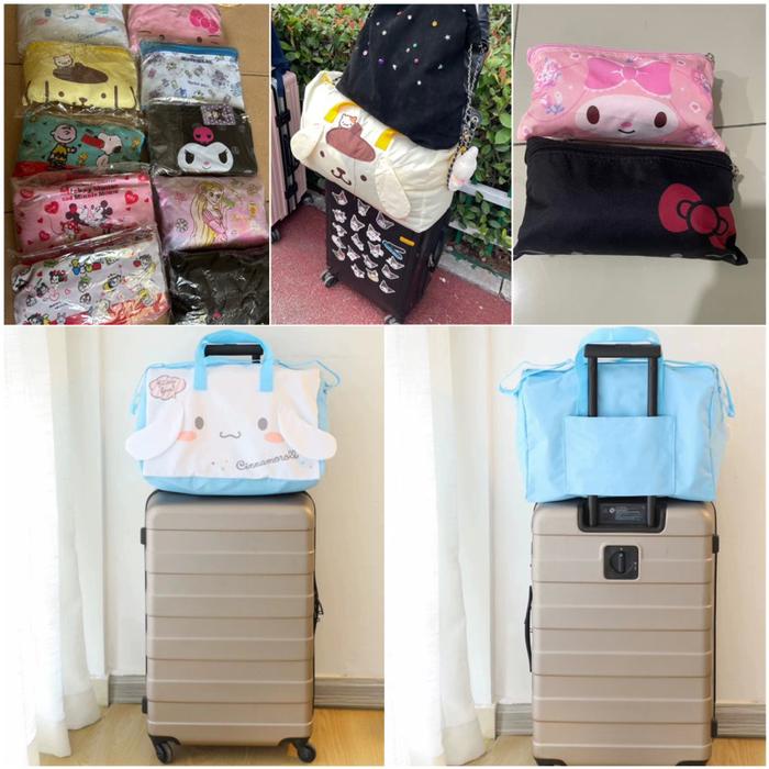 kawaii sanrio disney travel foldable bag tas lipat tambahan koper