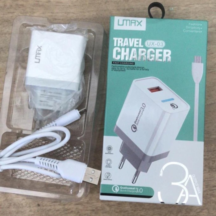 (TopSeller) Charger Umax Fast charging QC 3.0 qualcomm kabel micro usb 3A original