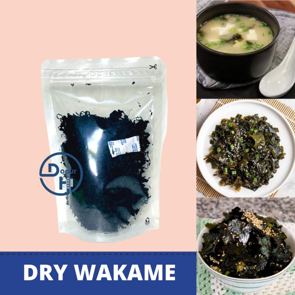 

A Dry Wakame 100 G / Rumput Laut Untuk Miso Soup / Dried Cut Wakame