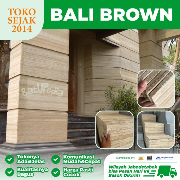 Batu Alam Dinding Bali Brown Motif Seperti Marmer Khusus Untuk Dinding
