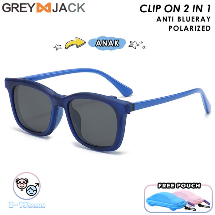 GREY JACK KACAMATA ANAK ANTIRADIASI BLUERAY FREE CLIPON POLARIZED 7362