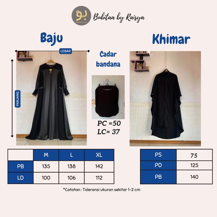 Bubitaa-Set Abaya Fursan Sultan Mix Jetblack Manset Ziper Plus Cadar Bandana Mewah Syari