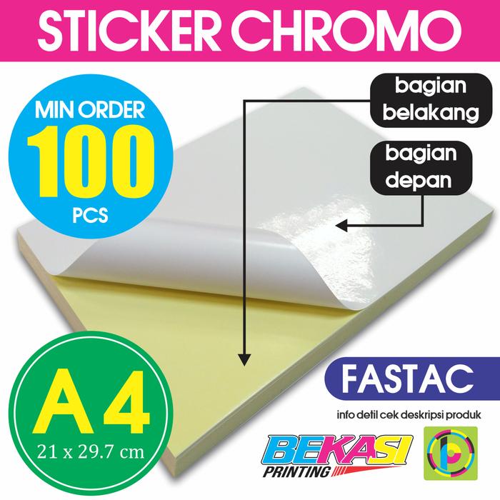 pintar-  Kertas Sticker Chromo Polos / Label Stiker Glossy Ukuran A4
