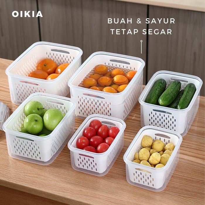 Oikia Tempat Penyimpanan Sayur Buah Makanan Storage Box Set 3 In 1 Container Organizer Kulkas
