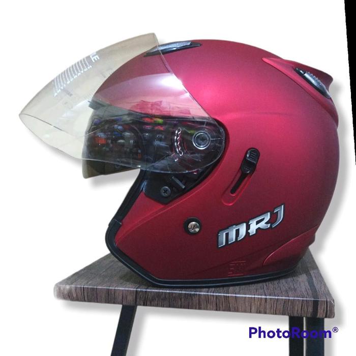 Helm Mrj G2 Gmt Centro Dobel Visor 2 Kaca Solid Putih Motorcycle - Double Visor, Busa Dilepas, Tali