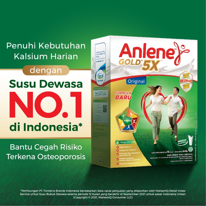 

BARANG TERLARIS Anlene Gold 5X Susu Bubuk Dewasa Original 2 x 600g - Tulang & Sendi