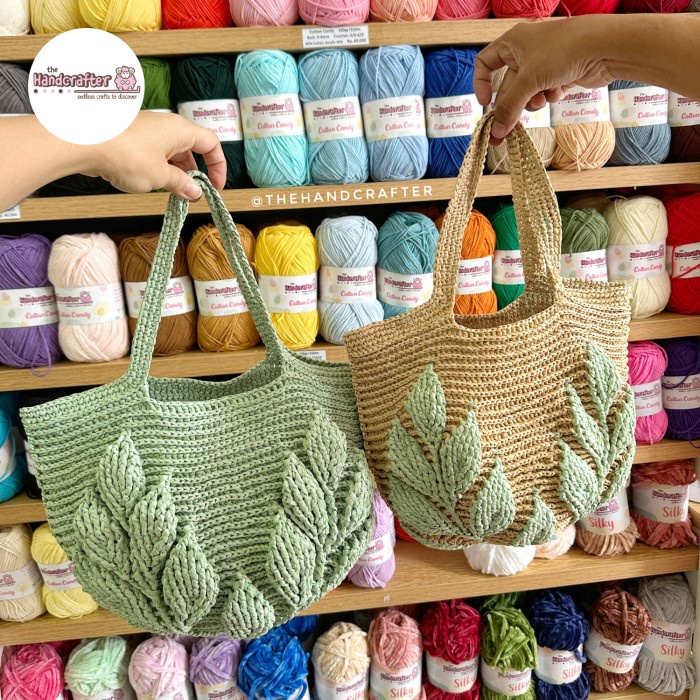 

DIY paket tas rajut crochet leaf bag