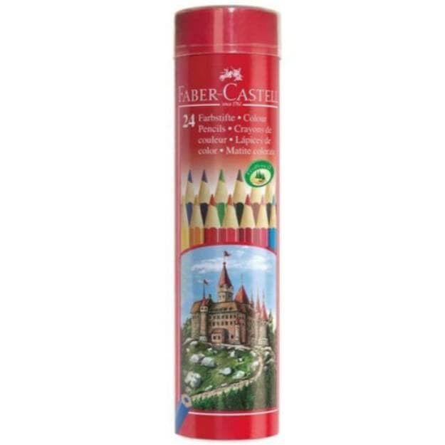 

pintar- Faber Castell Pensil Warna 24 Colour Kaleng Bulat Round Case Murah