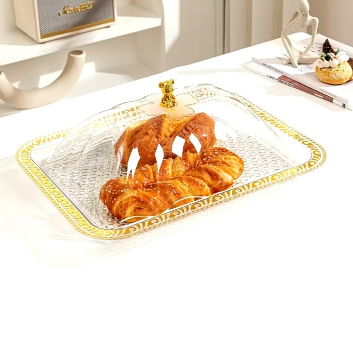 

STOK TERBATAS Tempat Nampan Food Tray Penyimpanan Makanan Ringan Buah Dengan Tepi Gold Snack Fruit