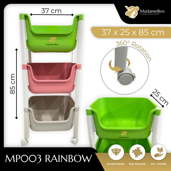 

TERMURAH Rak Keranjang Kotak 3 Susun Serbaguna Penyimpanan Dapur Mainan Buku Makanan Ringan Kamar