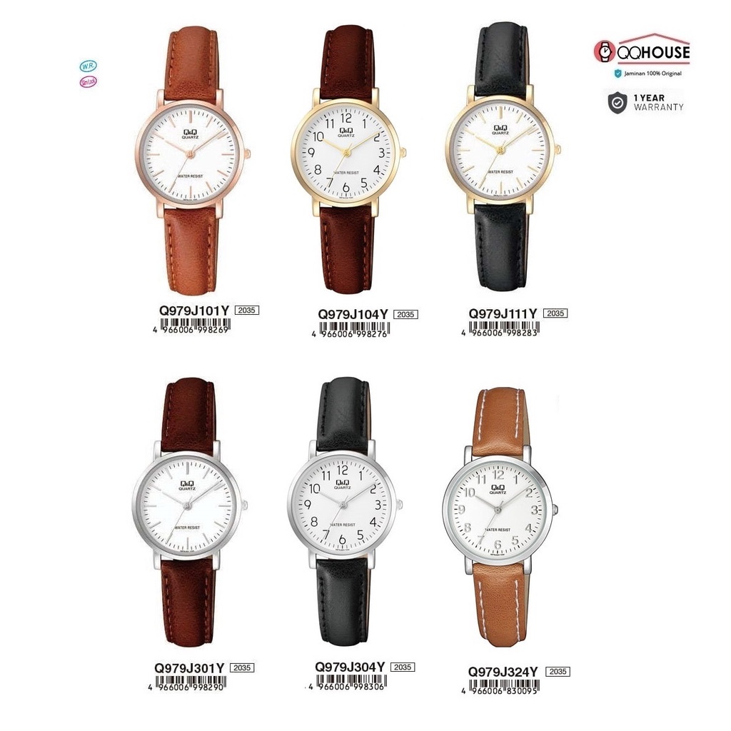 Q&Q QQ QNQ Q979 Q979J Series Analog Original Watch Jam Tangan Wanita Tali Kulit