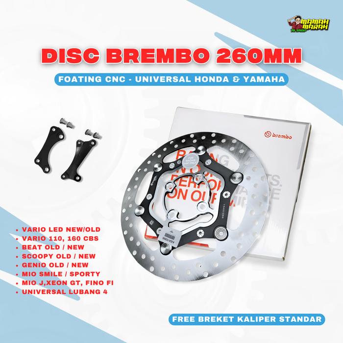 REM PIRINGAN DISK CAKRAM BREMBO FLOATING CNC DIAMETER 260MM VARIO BEAT MIO LUBANG 4 BRACKET DISC