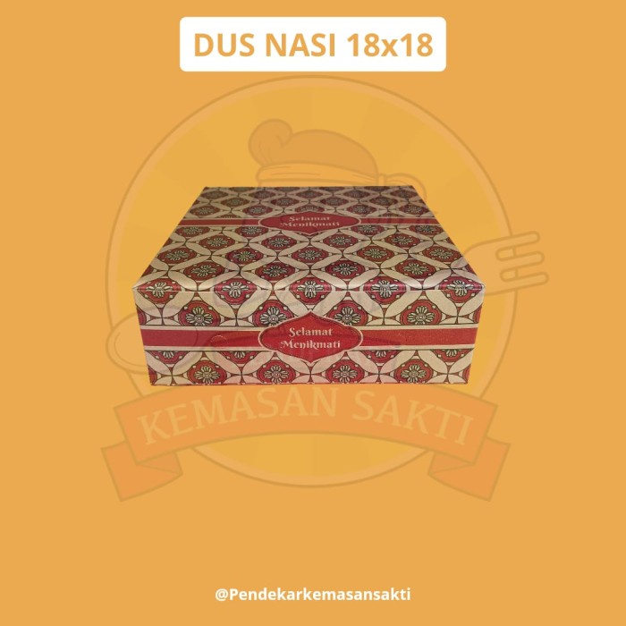 PREMIUM Dus Nasi Catering 18x18 / 20x20 Kraft Laminasi Motif / Kotak Nasi / Lunch Box / Dus Snack