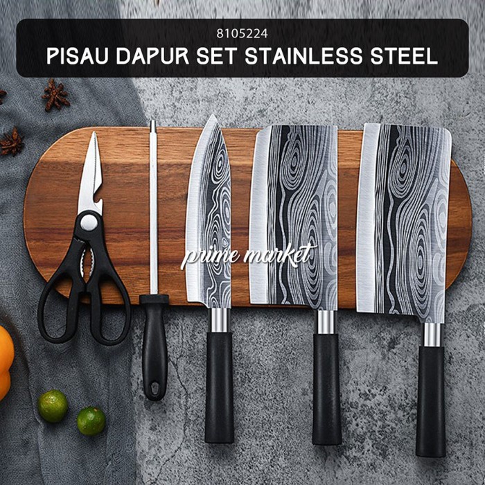 PREMIUM Pisau Set / Pisau Dapur Stainless / Pisau Daging Set Pisau Dapur 5pcs