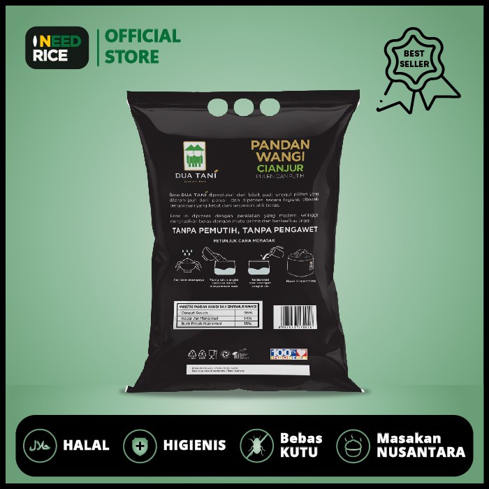 

Lezat- Beras Khusus Cianjur Pandan Wangi Dua Tani 5kgHALAL,Pulen,Wangi