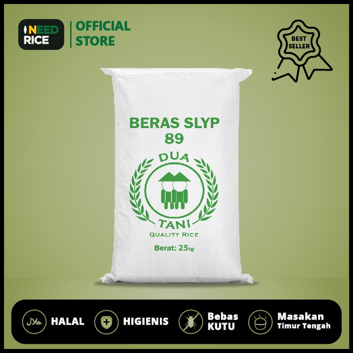 

Lezat- Beras Medium 89 25kg Dua Tani HALAL-Pasti Pulen