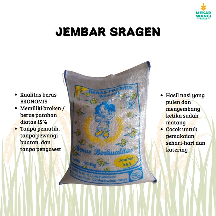

Lezat- BERAS EKONOMIS JEMBAR SRAGEN 10KG
