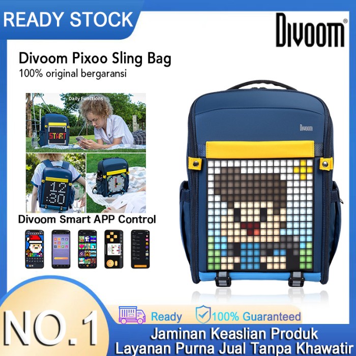 Divoom Pixoo Slingbag Pixel Tas Selempang Sling Bag Led Slempang/SMART BACKPACK M WITH LED PIXEL ART
