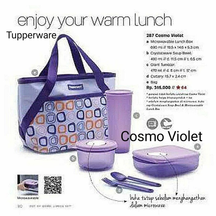 PREMIUM Tupperware Cosmo Violet Lunch Box Set Warna Ungu