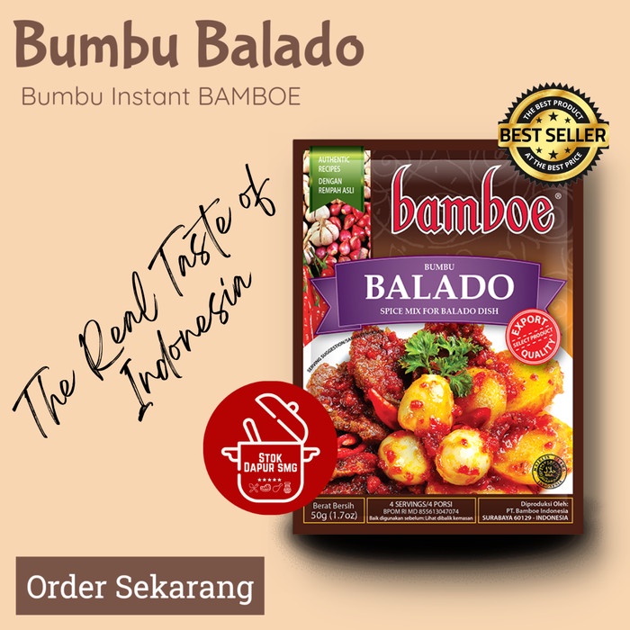

HB840 Bumbu Masak Instan BAMBOE Indonesia Export Quality BUMBU BALADO 50gr DISKON